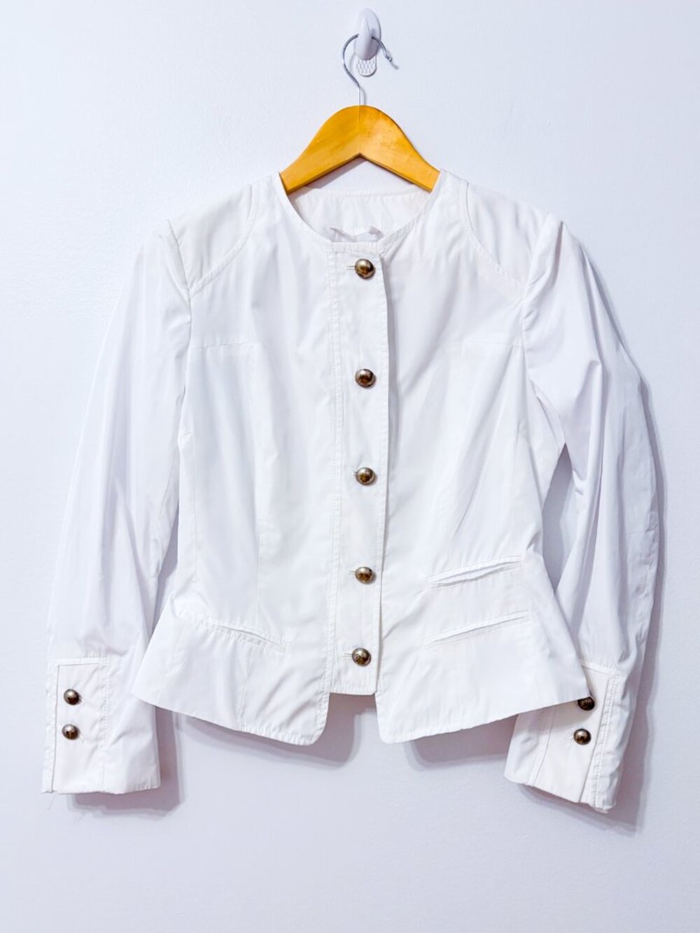ERMANNO DAELLI White Linen Lightweight Button Front Blazer Size 42 IT